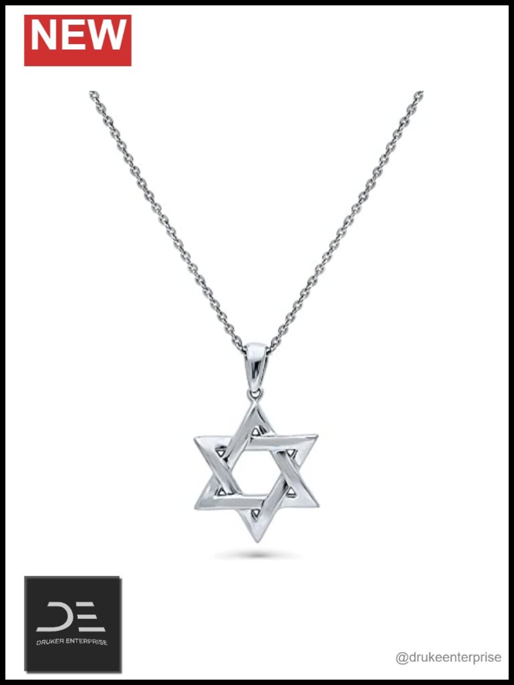 BERRICLE Sterling Silver Star of David Pendant Necklace 18 inch Unisex Cubic